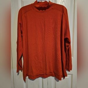 Rust Orange Long Sleeve Ribbed Turtleneck